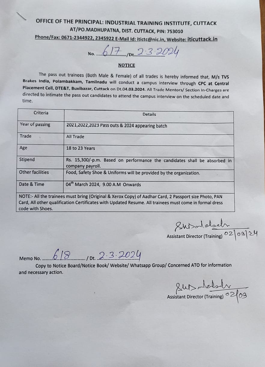 Placement Drive Tvs 04-03-2024 